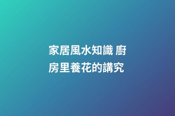 家居風水知識 廚房里養花的講究
